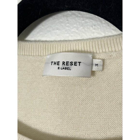 The Reset R Label Sweater Size Medium Ivory Knit 100% Wool Dolman Sleeve - Picture 5 of 14